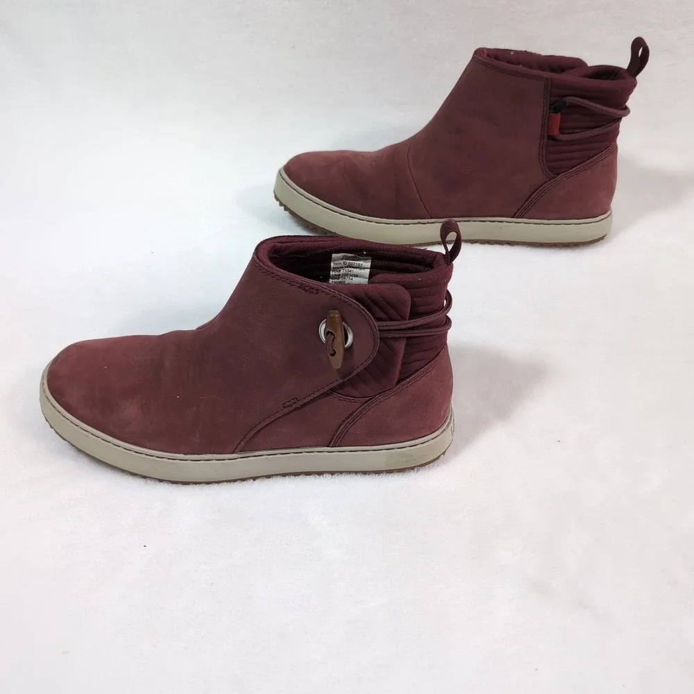 LL Bean Mountainside Toggle Boots Women 9 Red Nubuck Leather 507151 Pull On Ankl